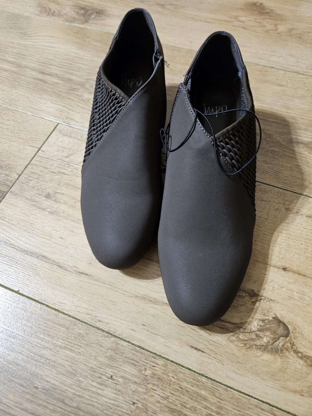 Impo Women's Dark Brown Ankle Booties with Woven Side Panels